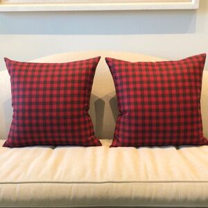 Red and Black Plaid Square Holiday Pillow Covers (2)